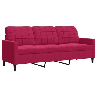 Sofa 3-osobowa, winna czerwień, 180 cm, obita aksamitem
