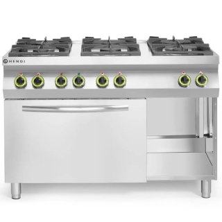 Kuchnia gazowa 6 palników z piekarnikiem elektrycznym GN1/1 Kitchen Line - Hendi 225899