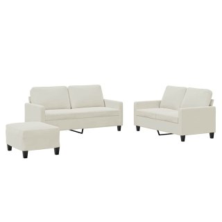 3-częściowy komplet wypoczynkowy, obity aksamitem, kremowa