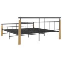 Rama łóżka, metal i drewno dębowe, 180x200 cm