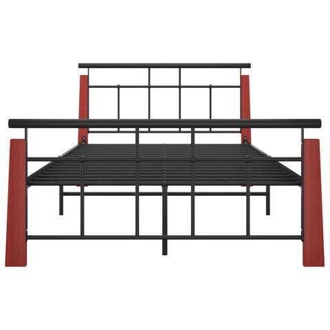 Rama łóżka, metal i lite drewno dębowe, 120x200 cm