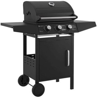 Ogrodowy grill gazowy z trzema palnikami, pokrowcem, czarny