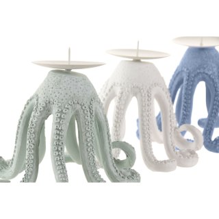 Świeczniki Home ESPRIT Niebieski Biały Żywica (3 Sztuk)