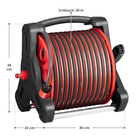 Wózek na wąż ogrodowy 30 m z prysznicem 10w1