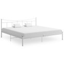 Rama łóżka, biała, metal i sklejka, 200 x 200 cm
