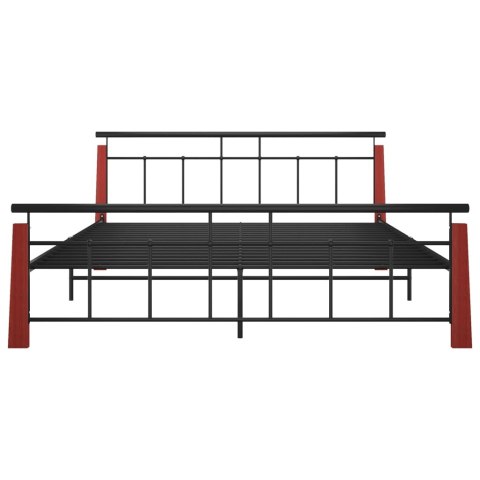 Rama łóżka, metal i drewno dębowe, 180x200 cm