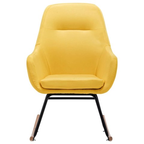 Fotel bujany, musztardowy, tapicerowany tkaniną