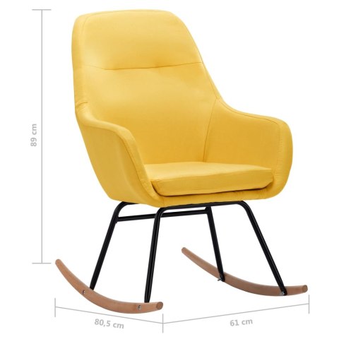 Fotel bujany, musztardowy, tapicerowany tkaniną