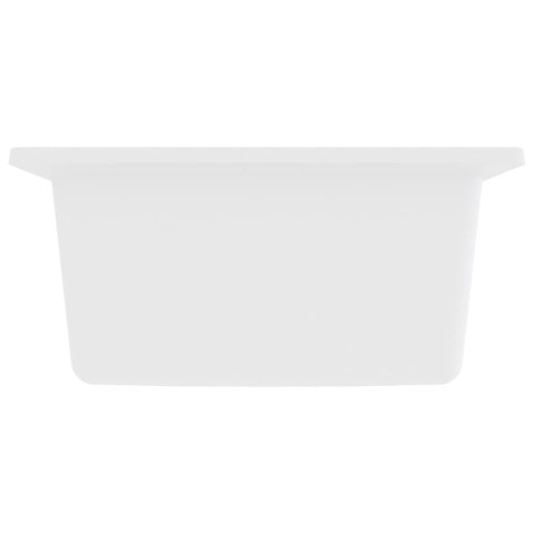 Zlew kuchenny z otworem przelewowym, biały, granitowy