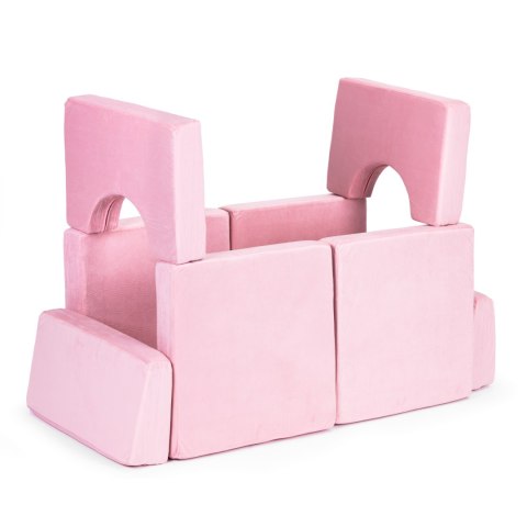Sofa składana modułowa dla dzieci duża 2-osobowa DIY 10 miękkich poduch - różowa ECOTOYS