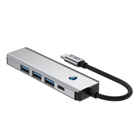 5w1 HUB Adapter USB-C PD USB-A HDMI 4K 60Hz 100W - szary