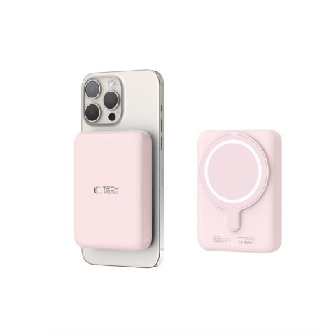 Powerbank magnetyczny PB11 10000mAh 15W MagSafe z kablem USB-C - różowy