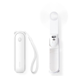 Mini wentylator wiatrak przenośny z funkcją powerbanka i latarką składany 4500mAh USB-C - biały