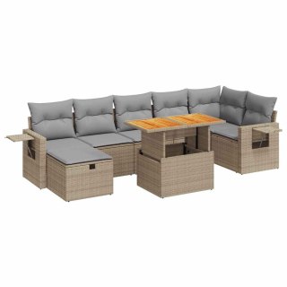 5-cz. zestaw mebli z poduszkami, beżowy, rattan PE i akacja
