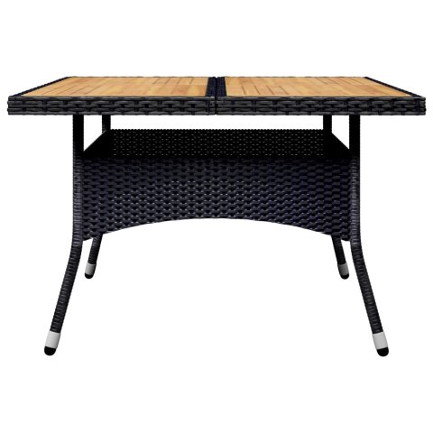 9-cz. zestaw mebli ogrodowych, polirattan i akacja, czarny