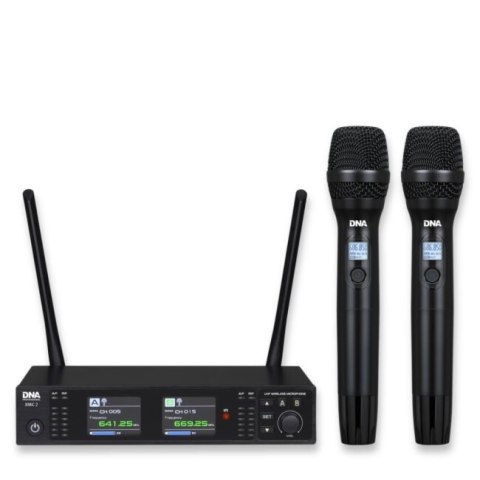 DNA XMIC 2 - Podwójny zestaw bezprzewodowy 2x mikrofon doręczny + odbiornik, pasmo UHF 518-542 MHz