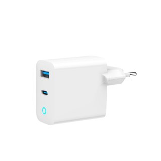 GEMBIRD 2-PORTOWA SZYBKA ŁADOWARKA SIECIOWA GAN (PD) USB (A+C), 65W, BIAŁA