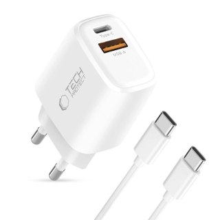 Ładowarka sieciowa NCA30 USB-A USB-C PD QC 30W z kablem USB-C 1m - biała