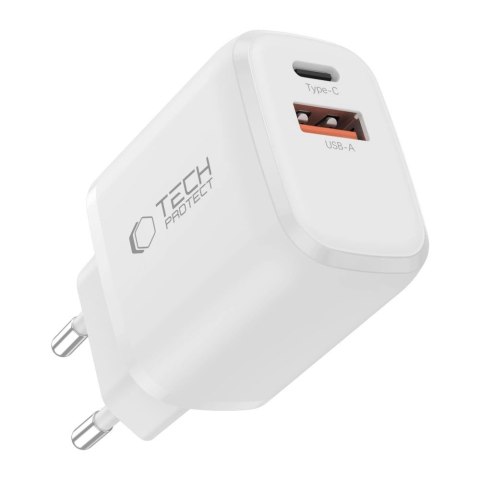Ładowarka sieciowa NCA30 USB-A USB-C PD QC 30W z kablem USB-C 1m - biała