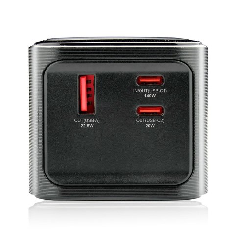 EVERACTIVE POWERBANK 27 000MAH, 1X USB, 2X USB-C, 162,5W, QC4+, WBUDOWANA LATARKA, WYŚWIETLACZ LCD, CZARNY EB-27Q