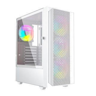 GEMBIRD OBUDOWA FORNAX 4000W MIDI-TOWER (2X USB 3.0, 1X USB 2.0, HD AUDIO, SZKLANY PANEL BOCZNY, PODŚWIETLENIE ARGB) BIAŁA