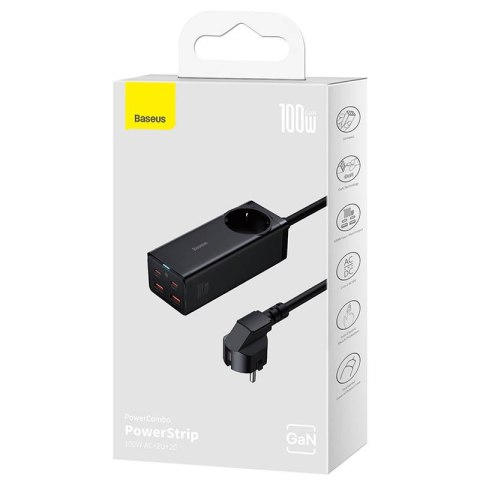 Ładowarka sieciowa BASEUS GaN3 Pro 100W 2xUSB 2xUSB-C AC (czarna)