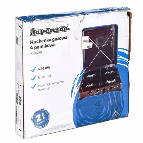 Kuchenka gazowa nastawna 4-palnikowa Ravanson K-04BR (brązowy) (OUTLET)
