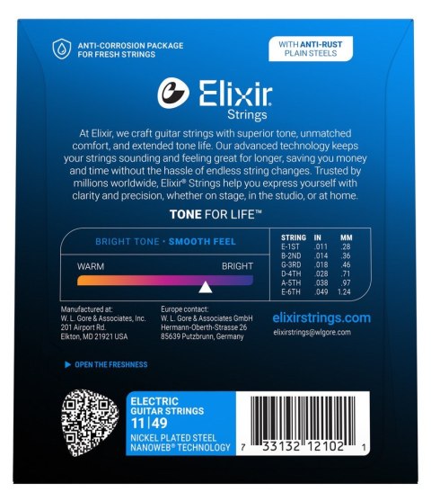 Elixir 12102 Medium (11-49) NW - Struny do gitary elektrycznej