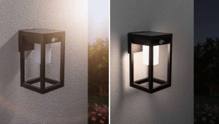 Oprawa elewacyjna MARISOL LED solar 3000K 350lm z czujnikiem ruchu + zmierzchu IP44 czarny